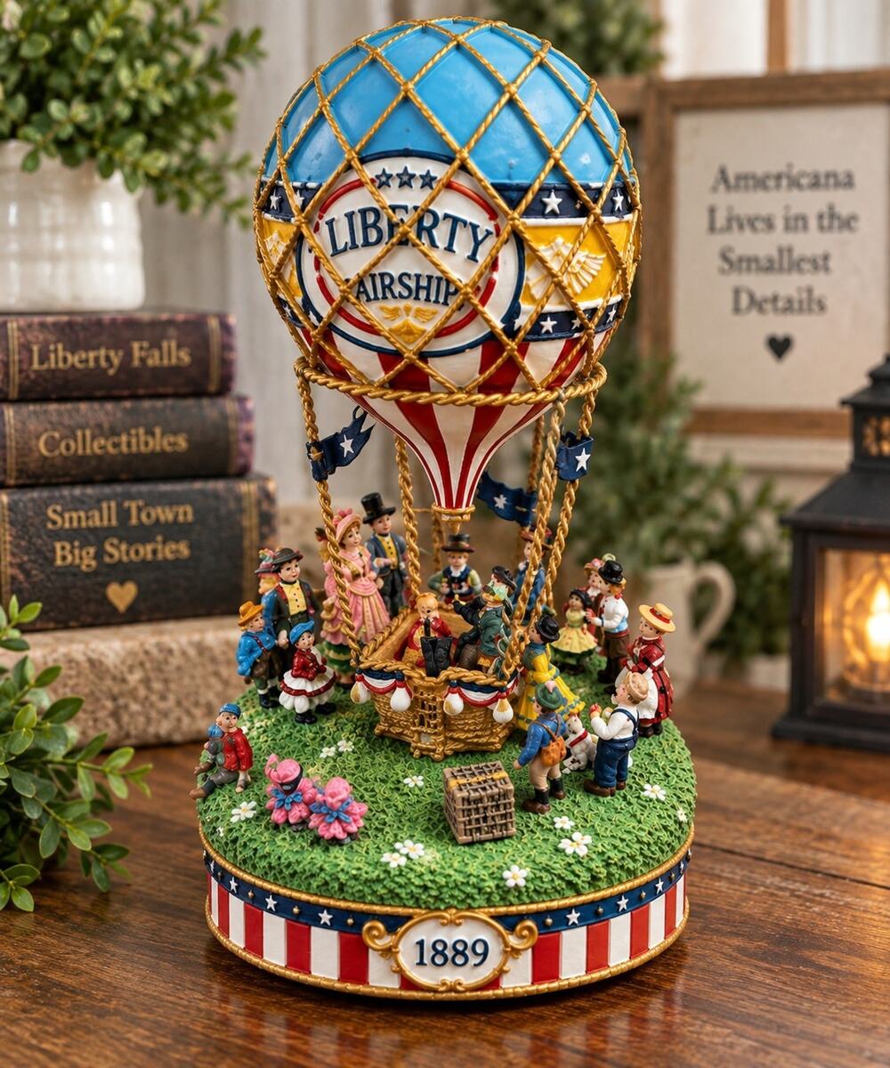 Liberty Falls Airship AH555 1998 Wind Up Hot Air Balloon 1889 Village No Box